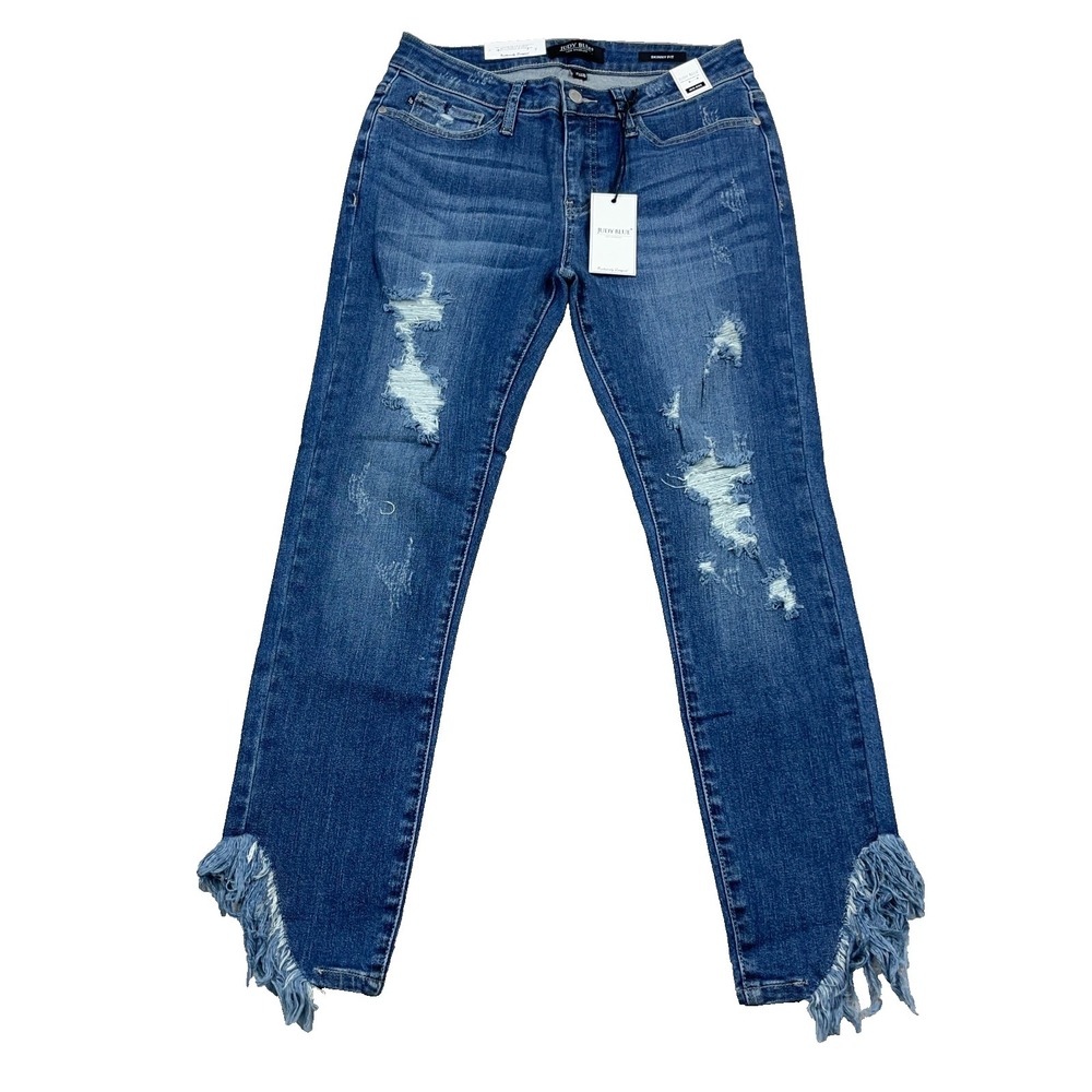 Judy Blue Skinny Jeans Women 7 28  Mid RIse Med Wash Distressed All For You NEW